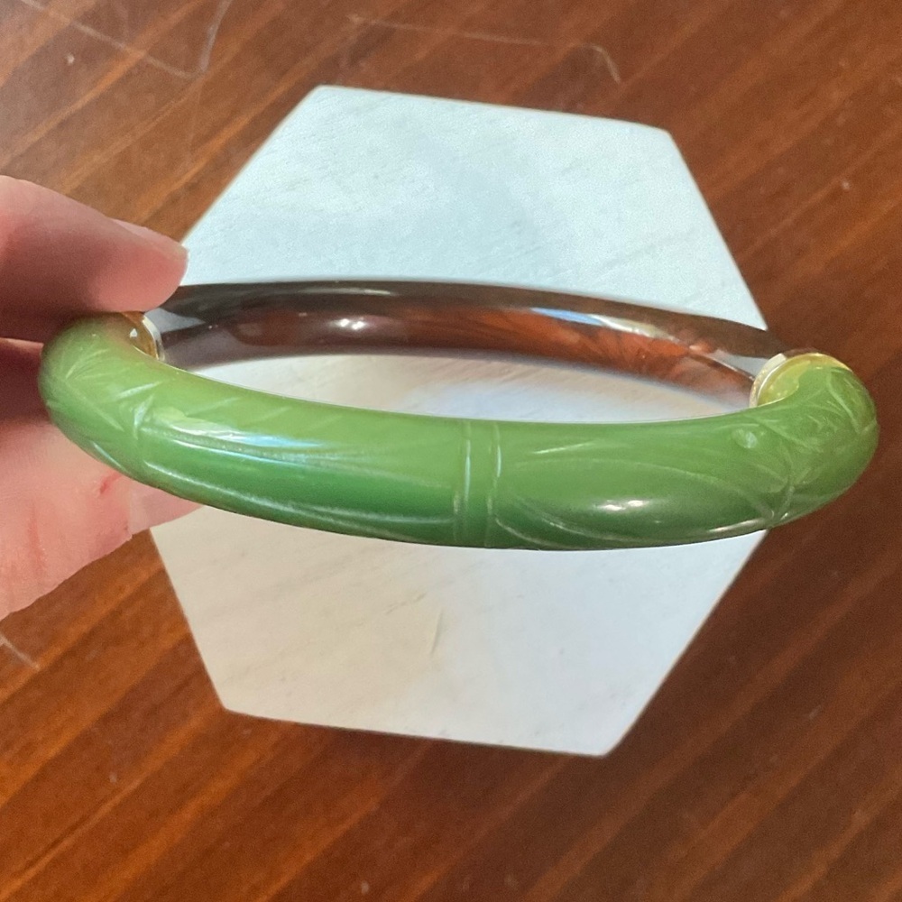Vintage Givenchy Two Tone Etched Bangle Bracelet Signed - Picture 5 of 12